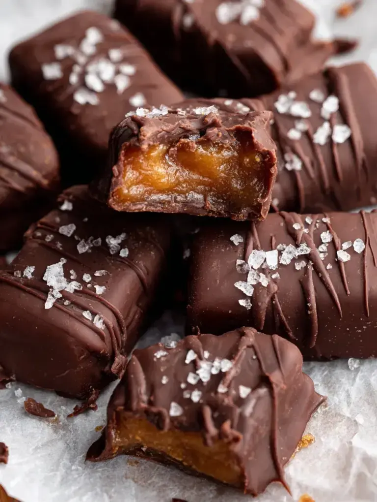A close up of sliced 4 Ingredient Date Caramels on parchment paper