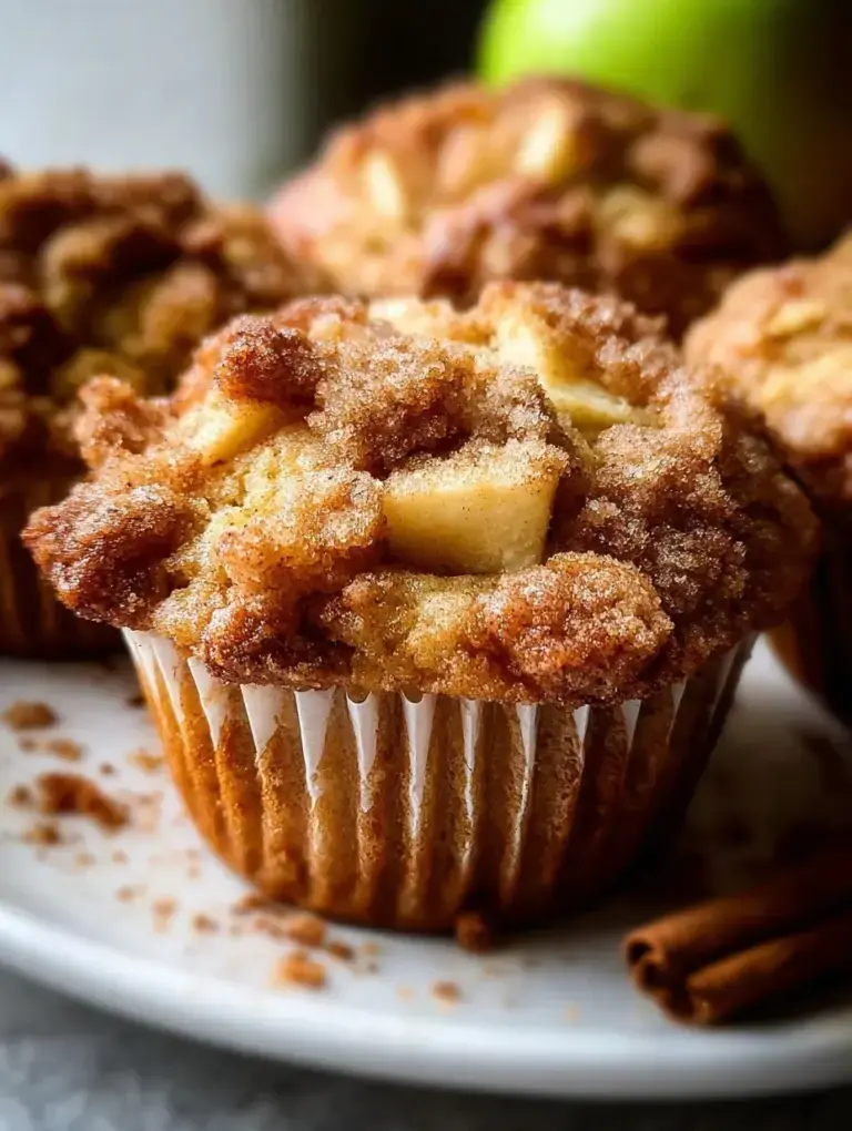 Freshly baked Apple Cinnamon Muffin on a wire rack with golden edges and visible apple pieces