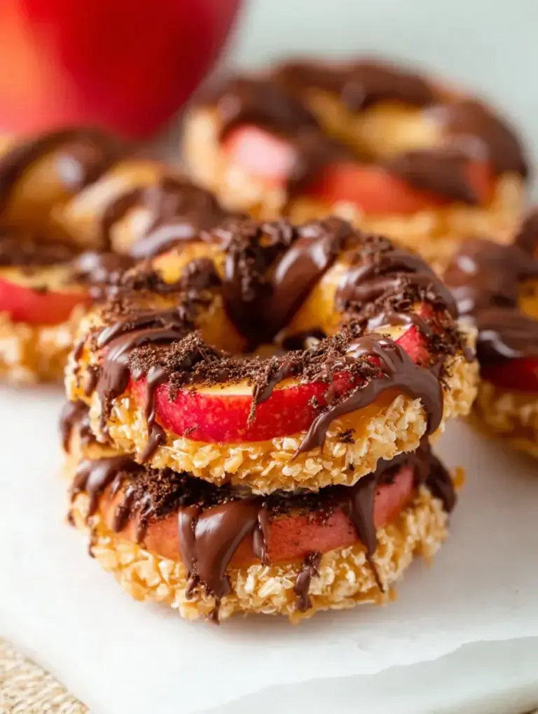 Apple Samoas topped with toasted coconut and chocolate drizzle on a platter