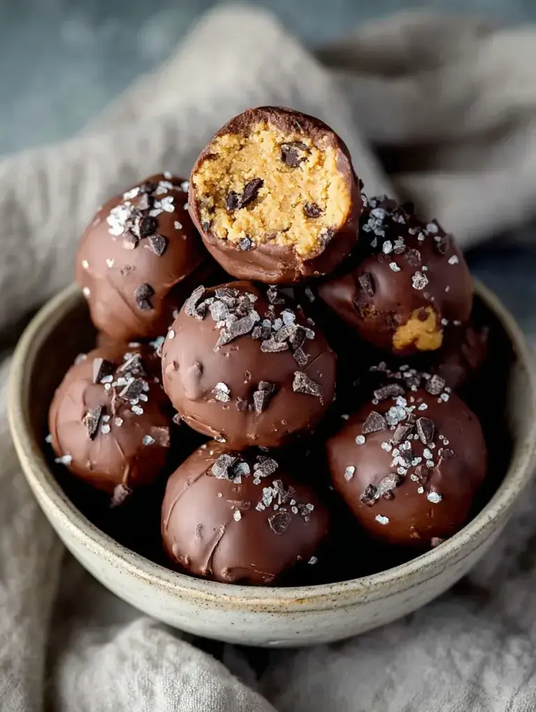 A tray of small round Chickpea Cookie Dough Bites with mini chocolate chips sitting on white parchment paper.