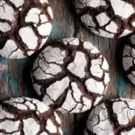 A stack of freshly baked Chocolate Crinkle Cookies showing deep cracks and white powdered sugar