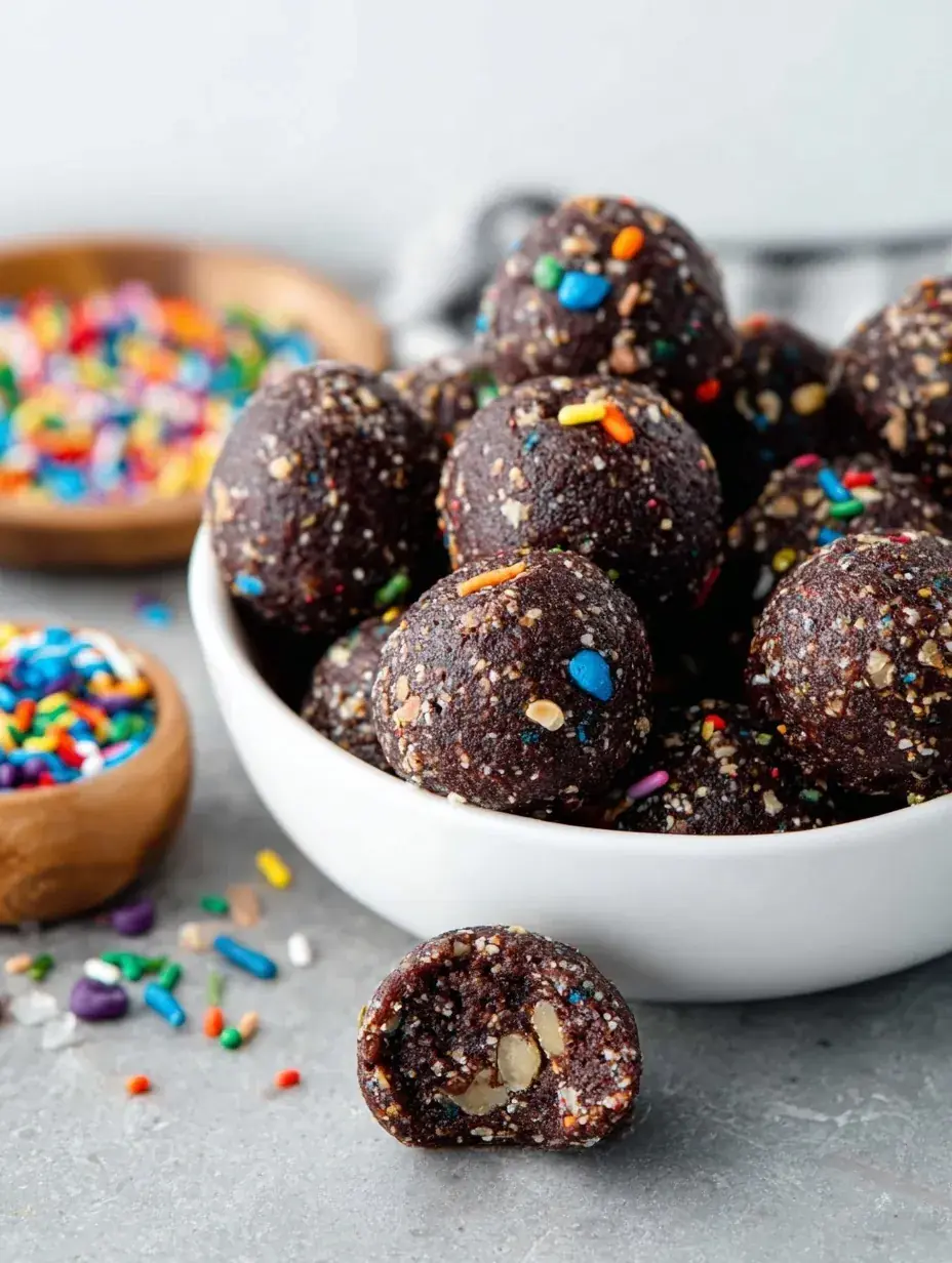 Healthy Gluten-Free Cosmic Brownie Bites with chocolate ganache and colorful candies