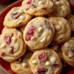 Soft and chewy Classic Cranberry Orange Cookies on a cooling rack with dried cranberries and orange zest