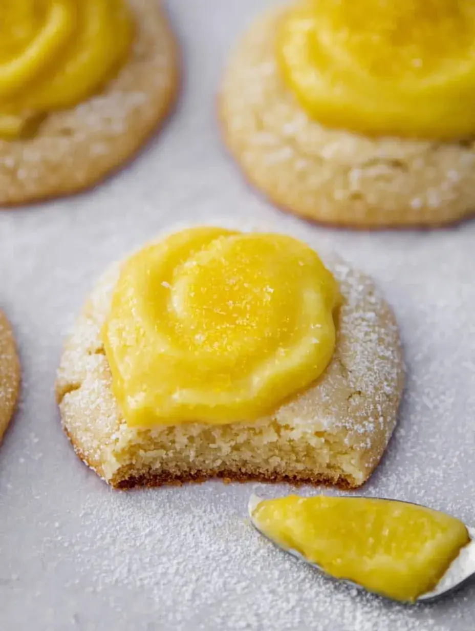 A thick Crumbl Lemon Bar Cookie topped with bright yellow lemon curd and a dusting of powdered sugar on a white plate.