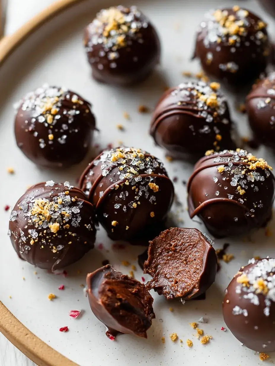 Handmade Dark Chocolate Peppermint Truffles coated in crushed candy canes and cocoa powder