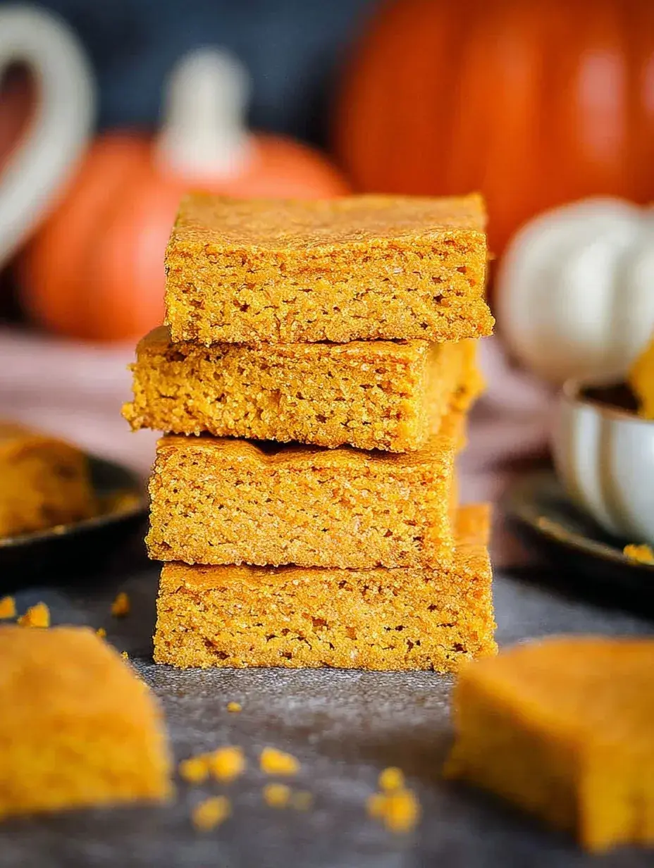 A stack of fudgy Easiest Vegan Pumpkin Brownies on a cooling rack