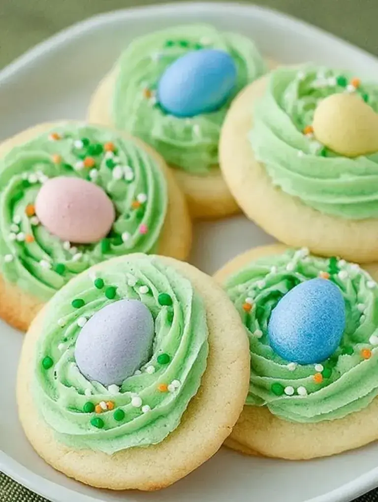 Soft Easter Sugar Cookies decorated with pastel royal icing in egg and bunny shapes