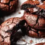 Golden brown Easy 30-Minute Chocolate Biscuits on a parchment lined baking sheet