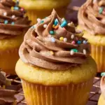 A batch of golden brown Easy Vanilla Cupcakes sitting on a wire cooling rack in a warm kitchen.