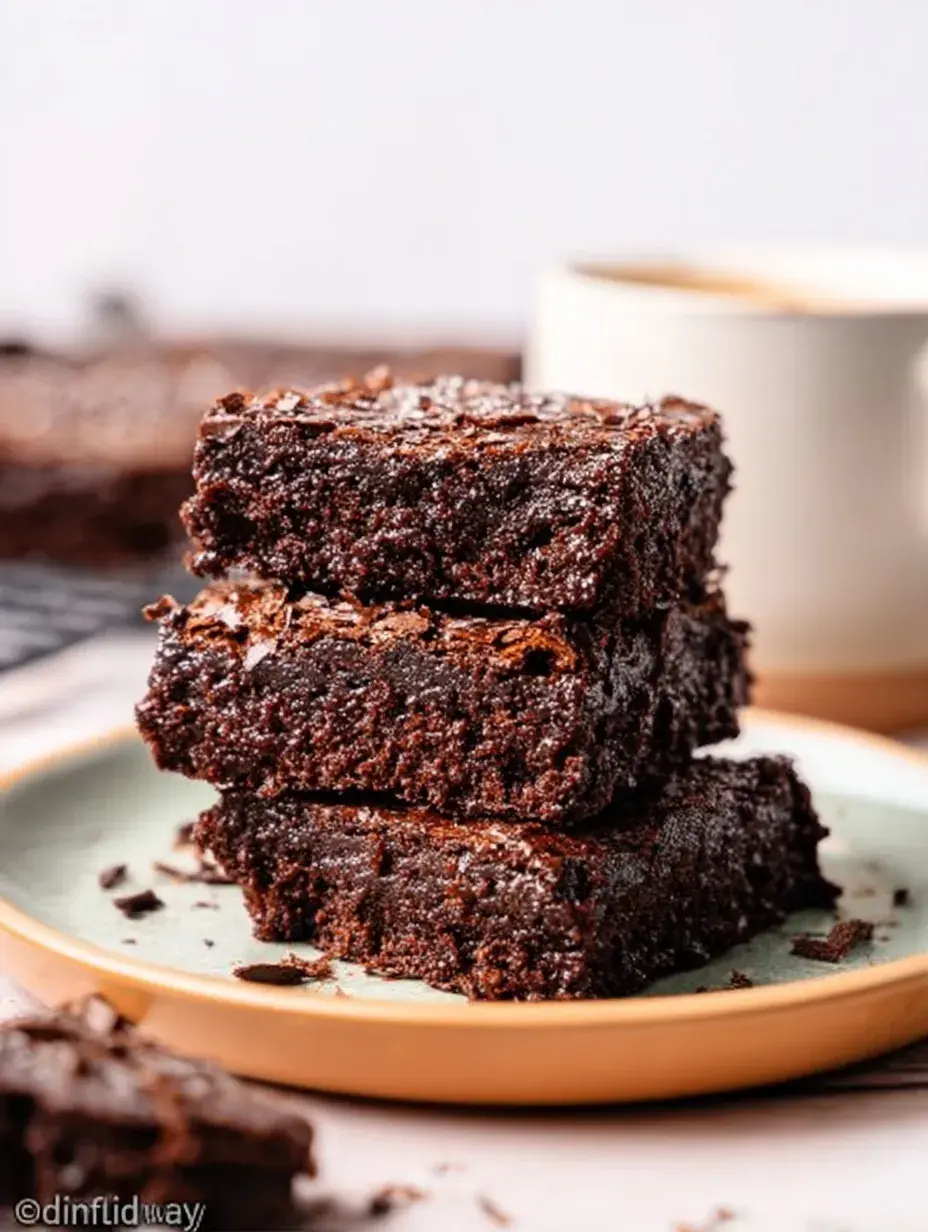 A stack of fudgy Healthy Homemade Brownies on a piece of parchment paper