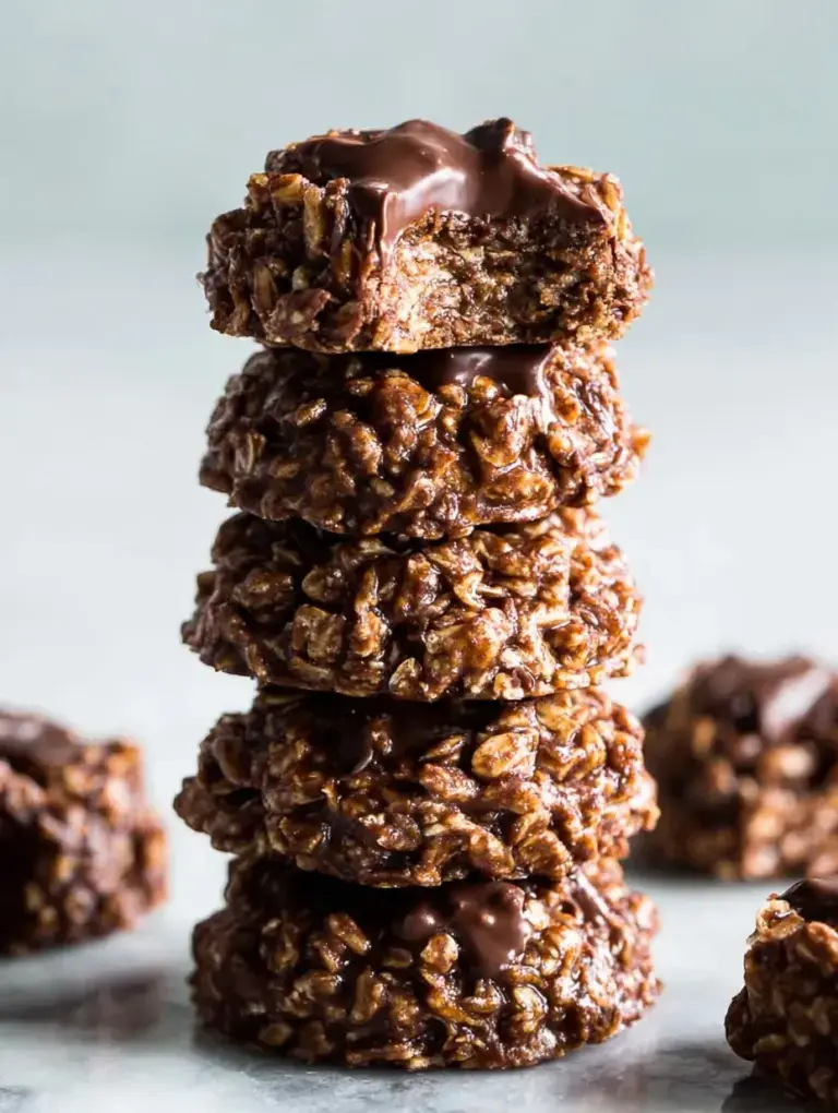 Healthy no-bake chocolate peanut butter cookies on a parchment lined tray