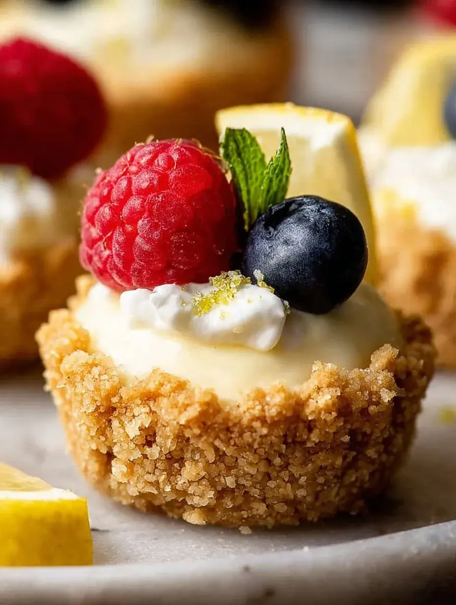A tray of Mini Lemon Cheesecake Tarts topped with bright yellow lemon curd and fresh zest