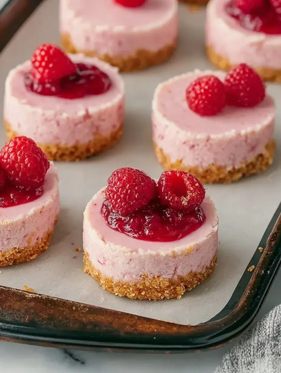 Raspberry Vegan Cheesecake Bites with a bright pink swirl on top
