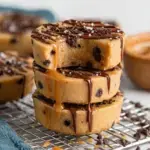 Chilled No Bake Caramel Cookie Dough Cups with a visible caramel center