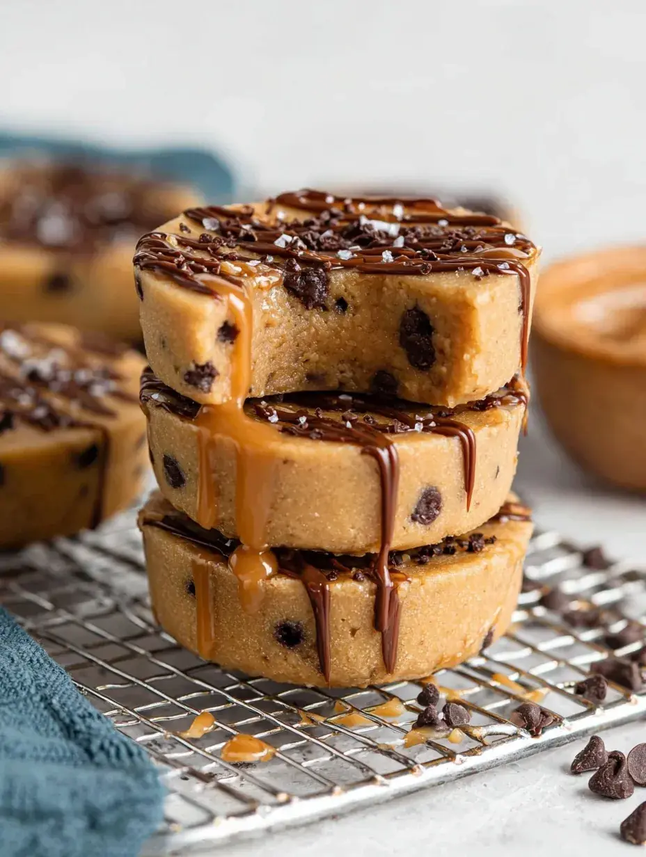 Chilled No Bake Caramel Cookie Dough Cups with a visible caramel center