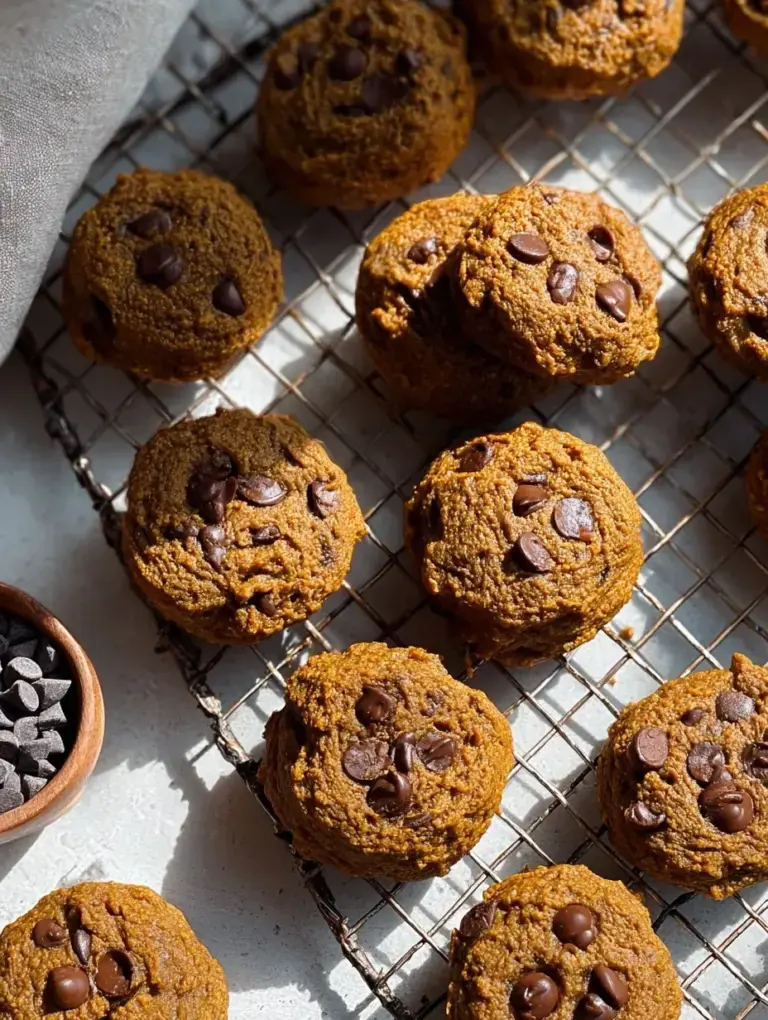 Freshly baked Paleo Pumpkin Chocolate Chip Cookies on a parchment-lined baking sheet
