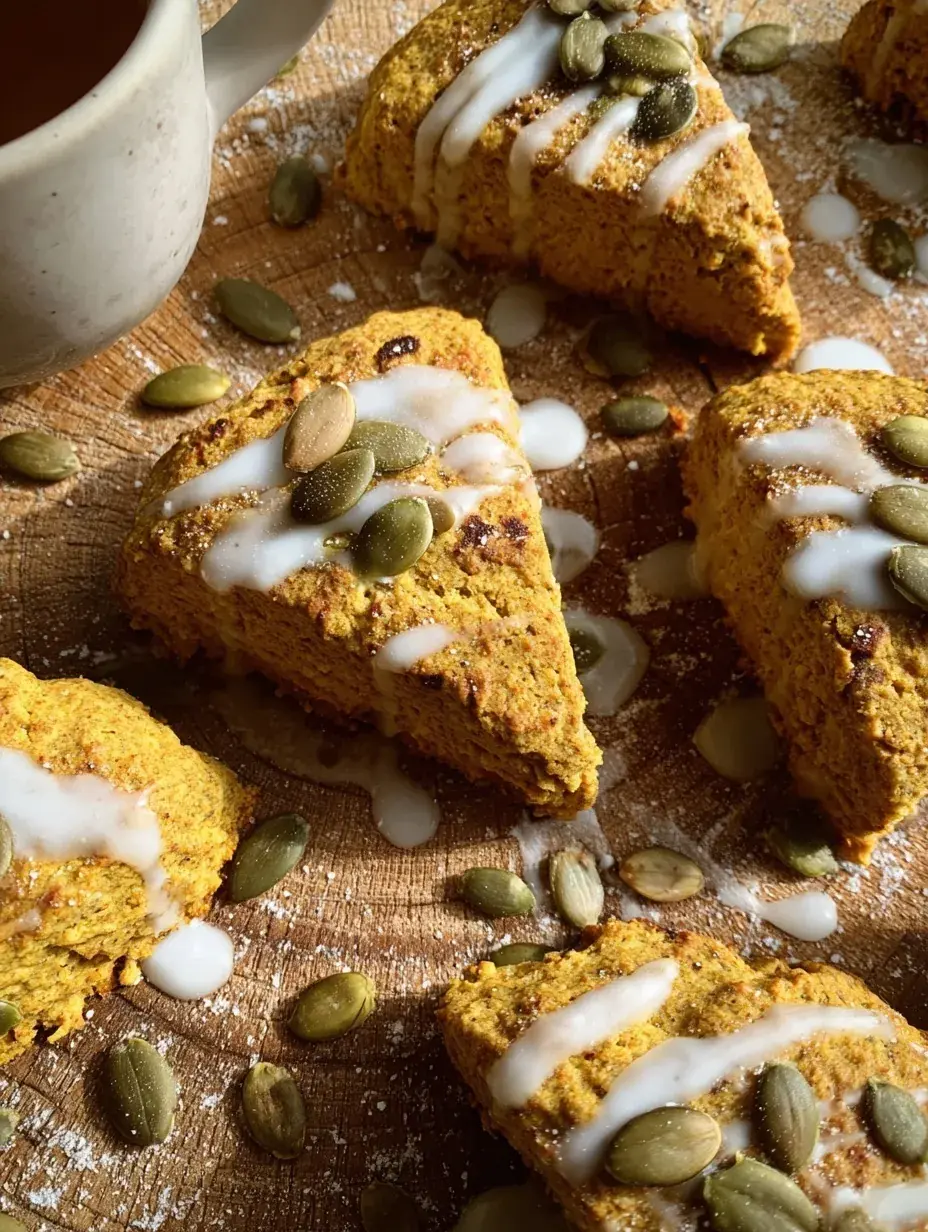 Freshly baked Paleo Pumpkin Scones on a parchment lined baking sheet