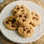 Freshly baked Peanut Butter Chocolate Chip Cookies cooling on a wire rack in a cozy kitchen setting