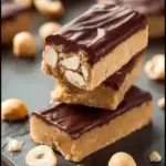 A tray of Homemade Whey Protein Bars sliced into rectangles on parchment paper