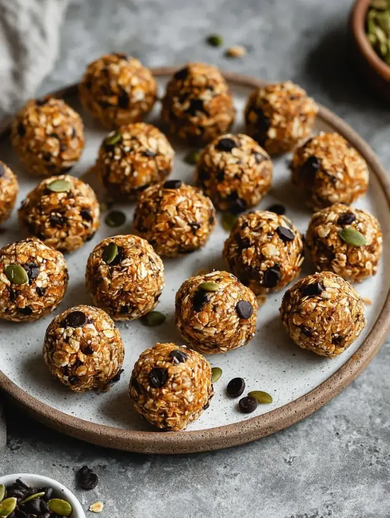 A tray of round Pumpkin Protein Balls (No-Bake) with chocolate chips on parchment paper
