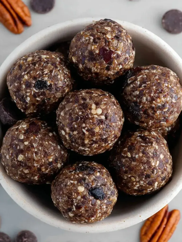 Healthy Turtle Energy Balls made with pecans and dates on a parchment lined tray