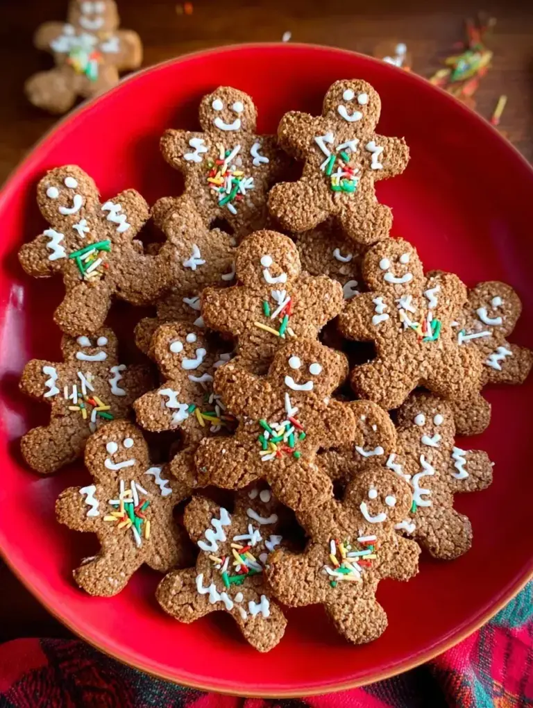 Classic Vegan Gingerbread Cookies cut into festive shapes on a baking sheet