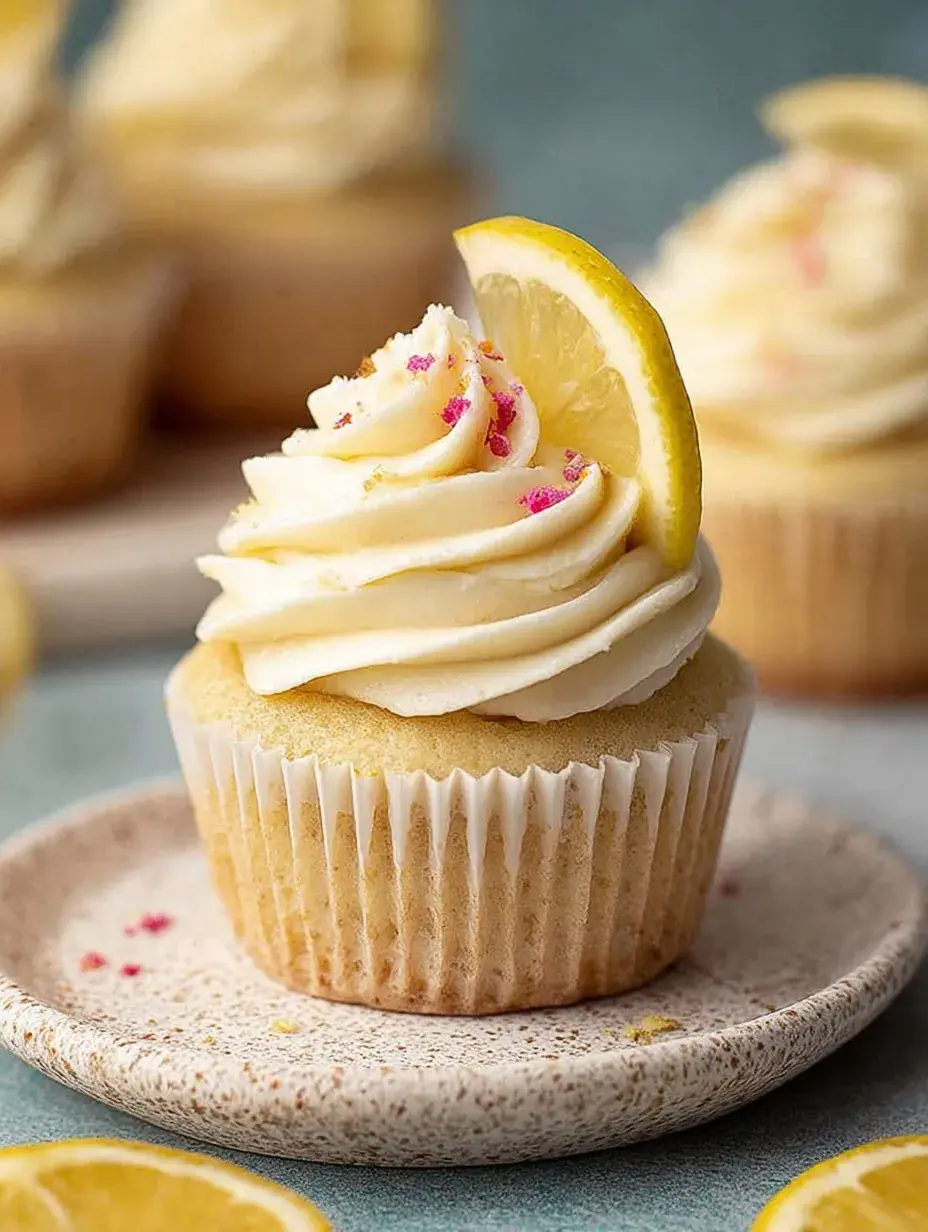 A tray of fluffy Vegan Lemon Cupcakes topped with yellow swirls of frosting and fresh lemon zest.