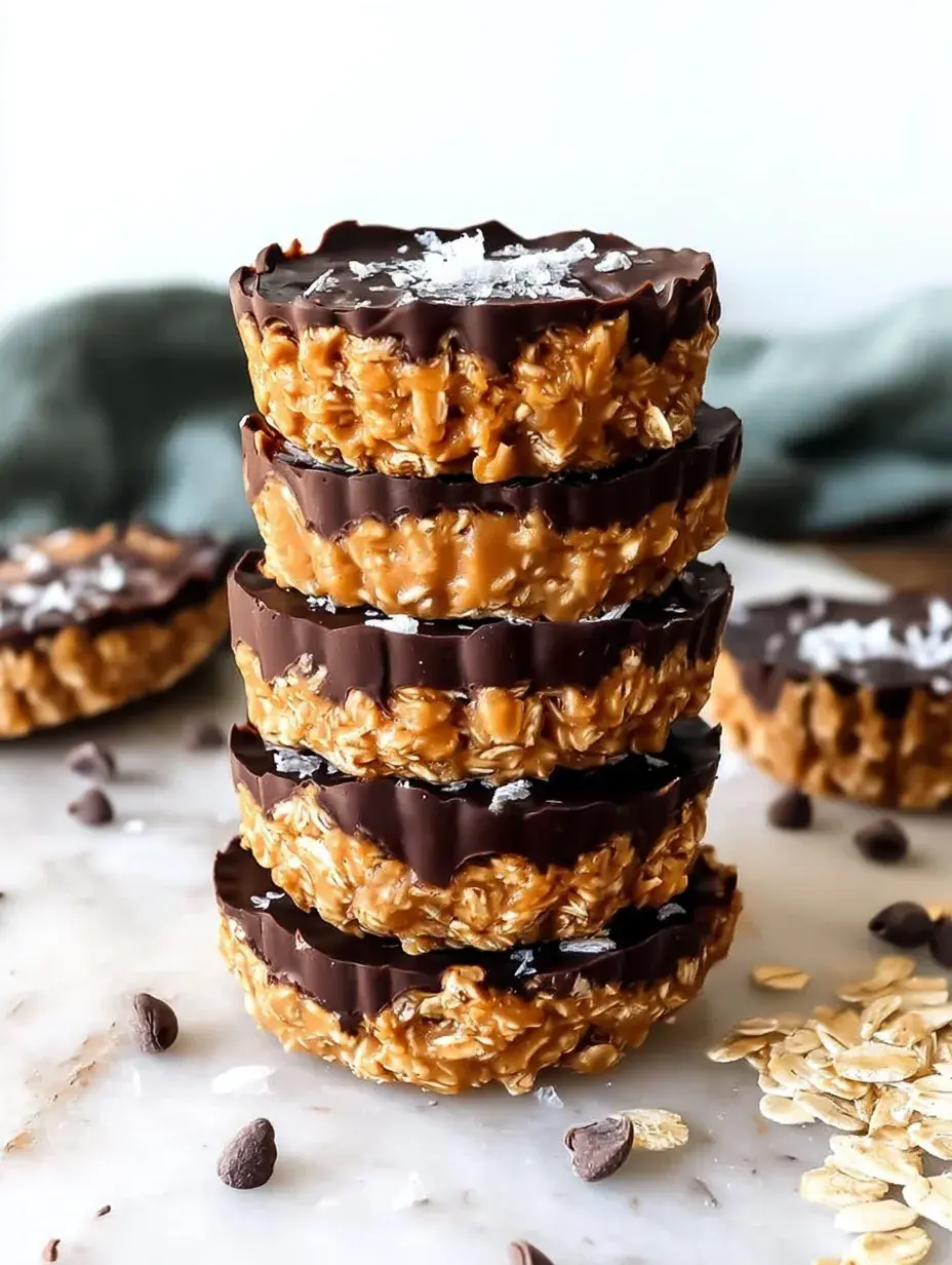 Homemade Vegan No Bake Peanut Butter Oat Cups with a glossy chocolate glaze on a cooling rack