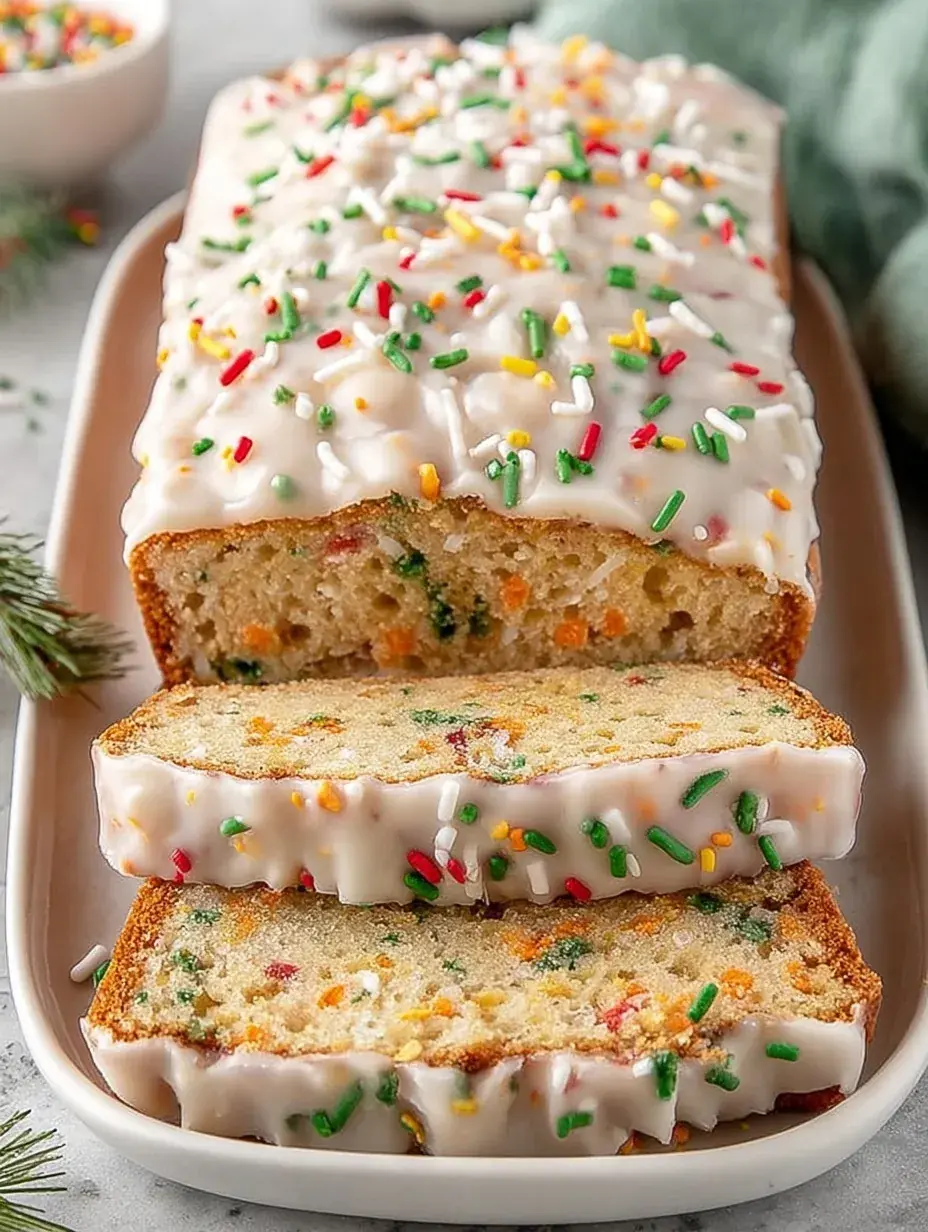 A thick slice of Vegan Sugar Cookie Bread on a wooden board showing the crackly sugar crust