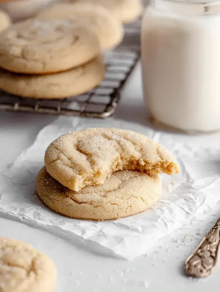 A tray of soft vegan sugar cookies rolled in sparkling sugar