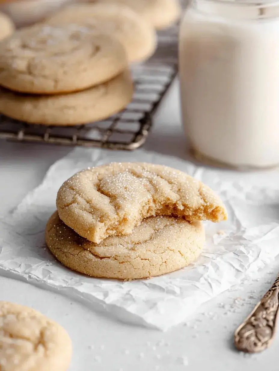 A tray of soft vegan sugar cookies rolled in sparkling sugar