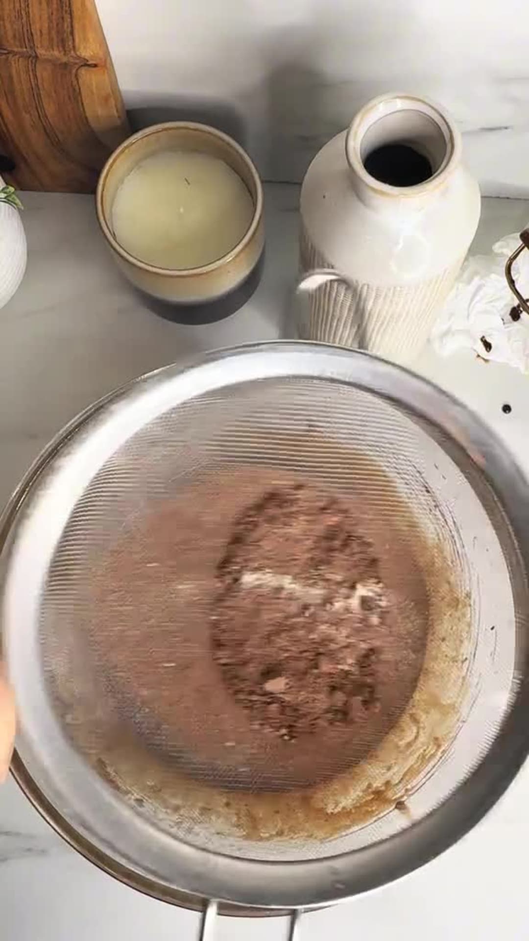 Fudgy Salted Caramel Pecan Brownies - Adding flour and cocoa powder