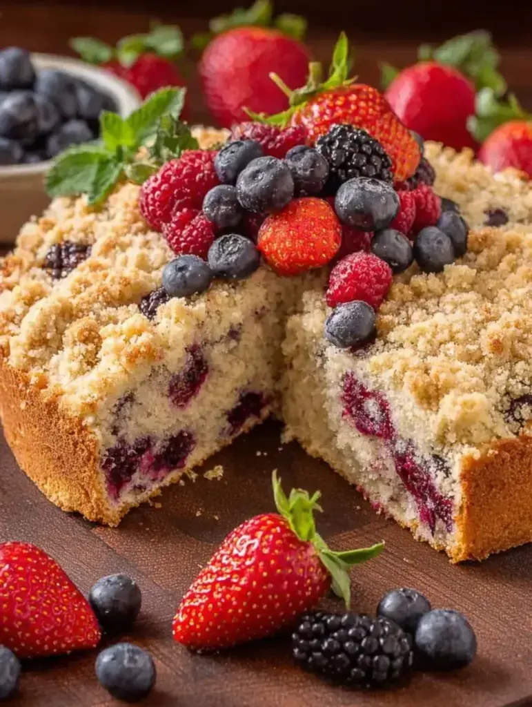 Easy Berry Cake with Crumb Topping recipe